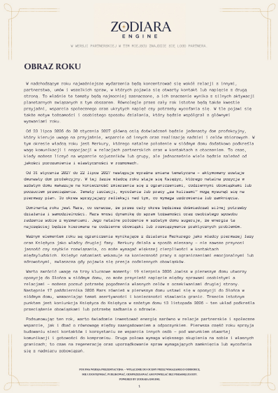 Strona raportu – Obraz Roku